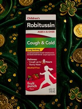 Children's Robitussin Cough&Cold Long-Acting- Fruit Punch Flavor-4oz -Age 6+-New